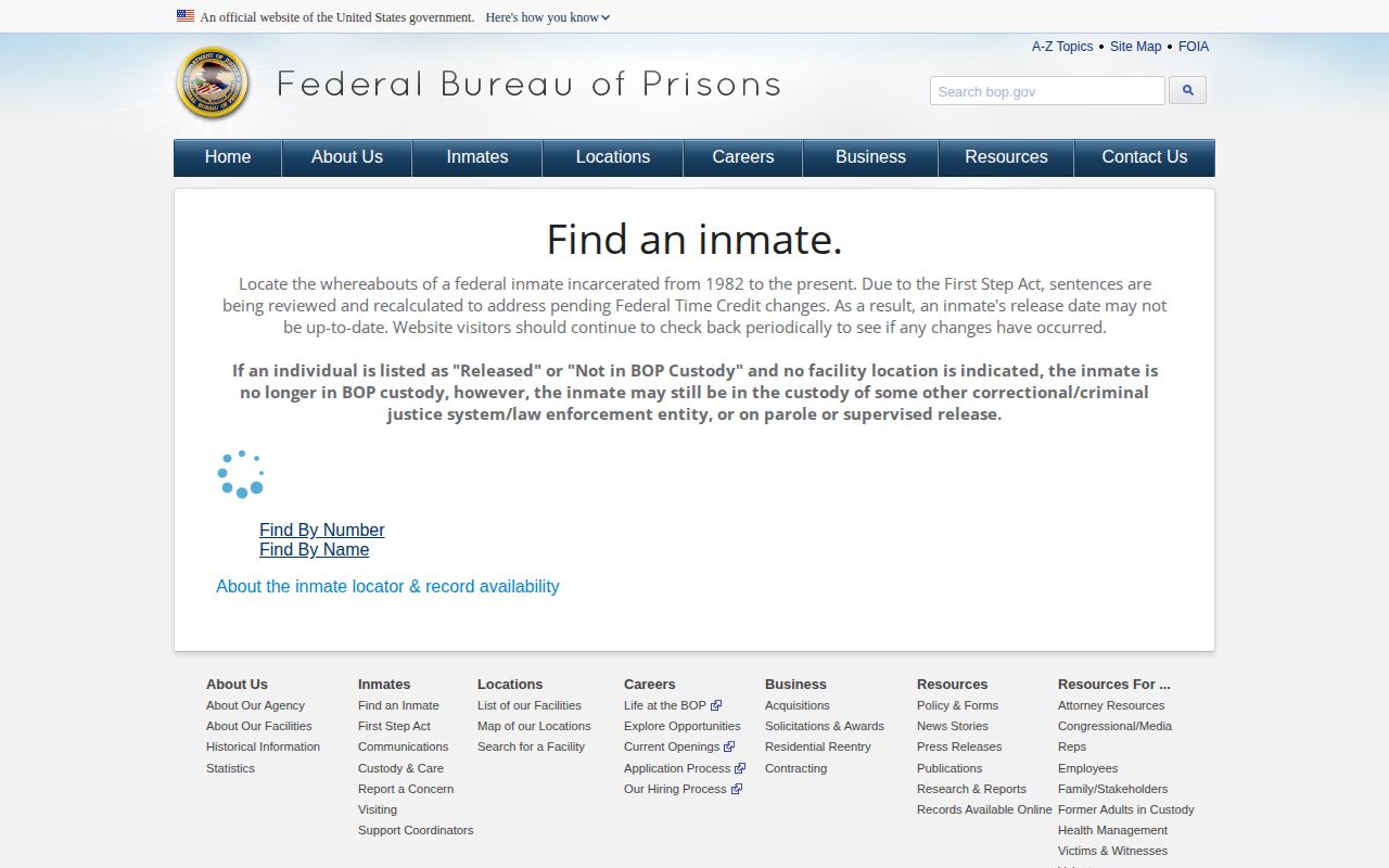 Federal BOP locator for Knox County release checks