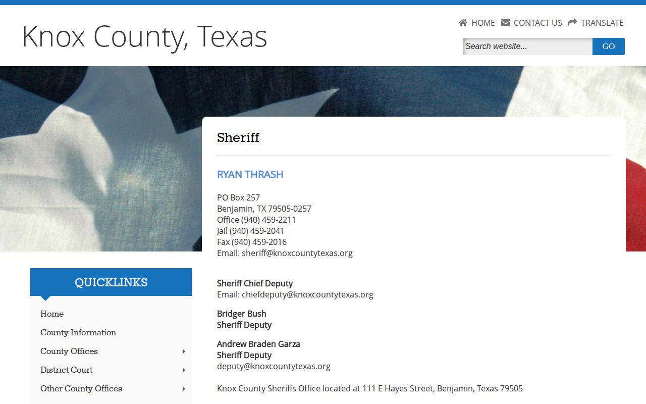 Knox County Jail official release records contact page