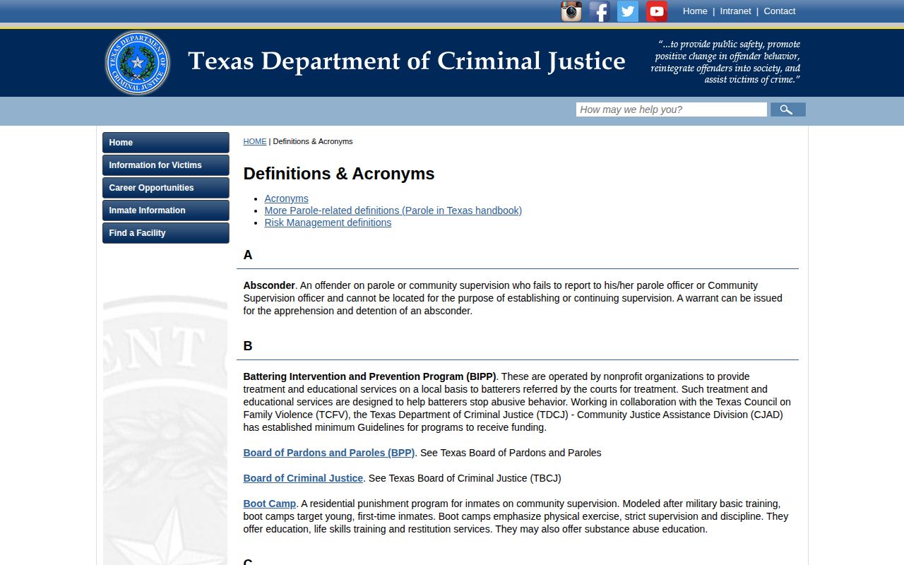 Official TDCJ projected release date definition for Knox County records